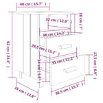 Tables de chevet HAMAR 2 pcs Blanc 40x35x62 cm Bois massif – Image 6