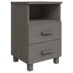 Tables de chevet HAMAR 2 pcs Gris clair 40x35x62 cm Bois massif – Image 2