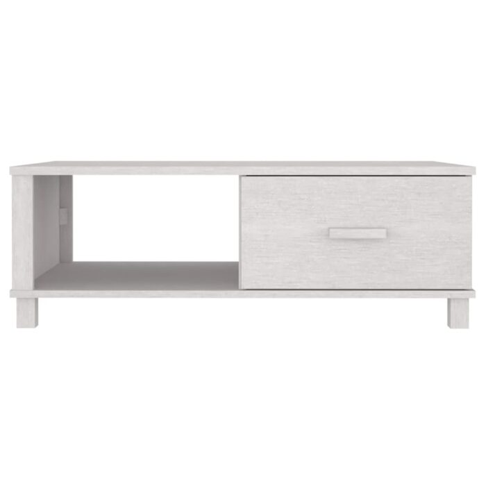 Table basse HAMAR Blanc 100x55x35 cm Bois massif de pin – Image 3