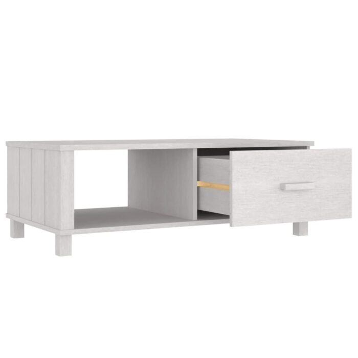 Table basse HAMAR Blanc 100x55x35 cm Bois massif de pin – Image 5