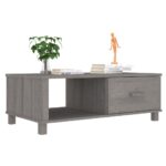 Table basse HAMAR Gris clair 100x55x35 cm Bois massif de pin – Image 2