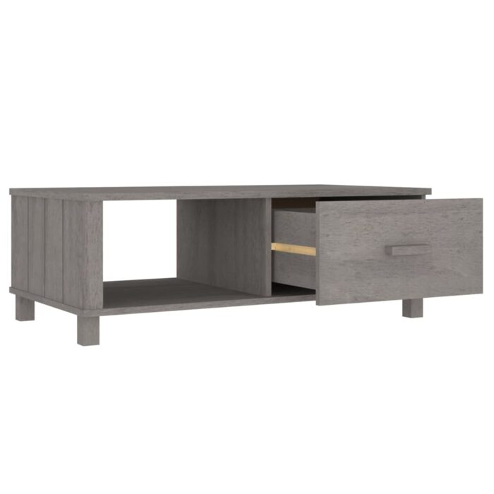Table basse HAMAR Gris clair 100x55x35 cm Bois massif de pin – Image 5