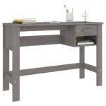 Bureau HAMAR Gris clair 110x40x75 cm Bois massif de pin – Image 2