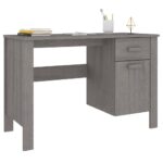 Bureau HAMAR Gris clair 113x50x75 cm Bois massif de pin – Image 2