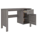 Bureau HAMAR Gris clair 113x50x75 cm Bois massif de pin – Image 5
