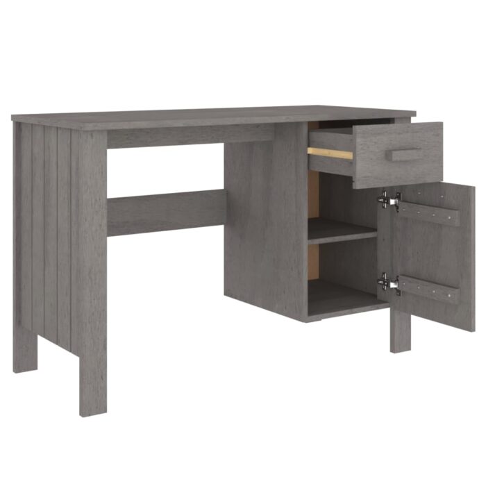 Bureau HAMAR Gris clair 113x50x75 cm Bois massif de pin – Image 5