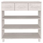 Table console HAMAR Blanc 90x35x90 cm Bois massif de pin – Image 3