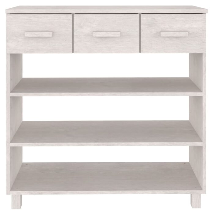 Table console HAMAR Blanc 90x35x90 cm Bois massif de pin – Image 3