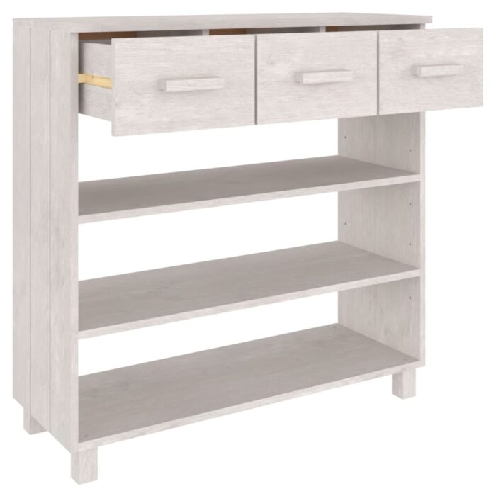 Table console HAMAR Blanc 90x35x90 cm Bois massif de pin – Image 5