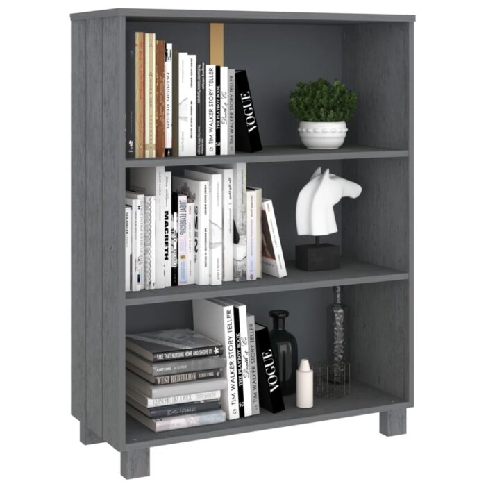 Bibliothèque HAMAR Gris foncé 85x35x112 cm Bois de pin massif – Image 2