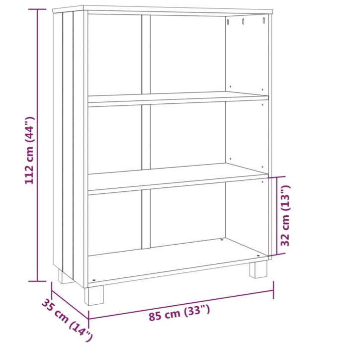 Bibliothèque HAMAR Gris foncé 85x35x112 cm Bois de pin massif – Image 5