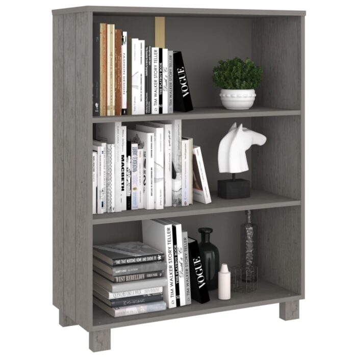 Bibliothèque HAMAR Gris clair 85x35x112 cm Bois de pin massif – Image 2