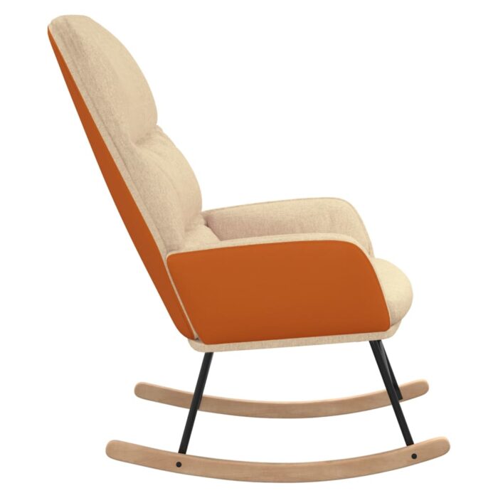 Chaise à bascule Blanc crème Tissu – Image 4