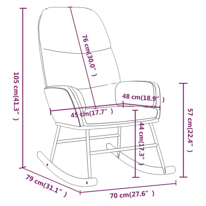 Chaise à bascule Bleu Tissu – Image 7