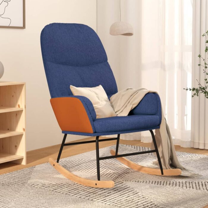 Chaise à bascule Bleu Tissu – Image 1