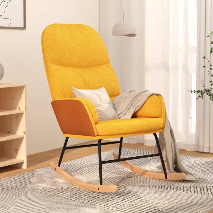 Chaise à bascule Jaune moutarde Tissu – Image 1