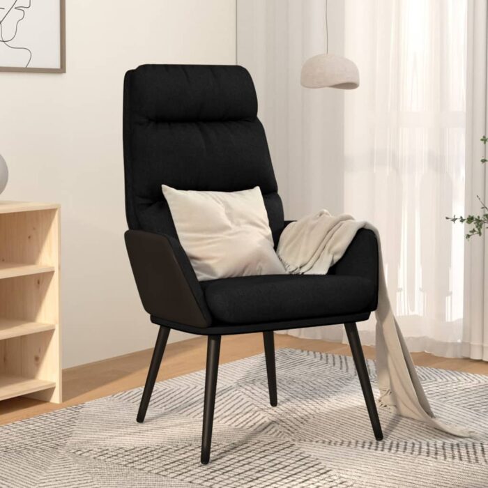 Chaise de relaxation Noir Tissu – Image 1