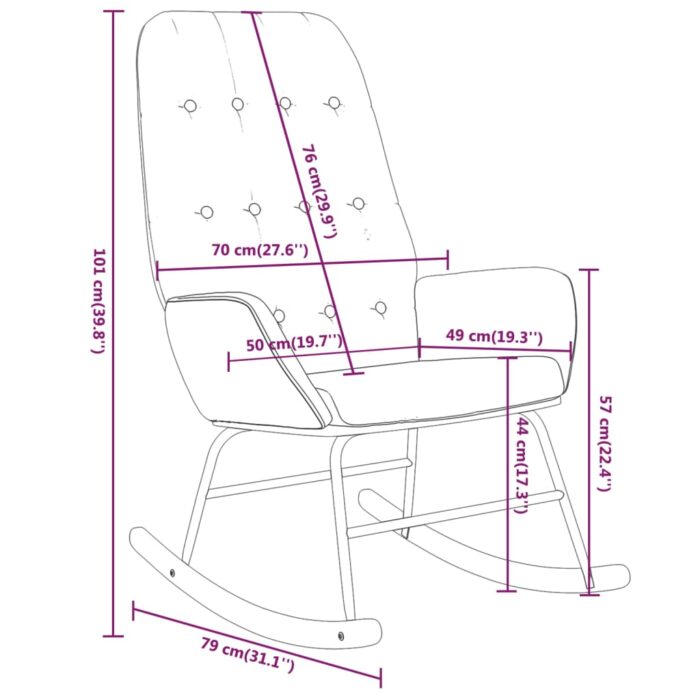 Chaise à bascule Crème Tissu – Image 6