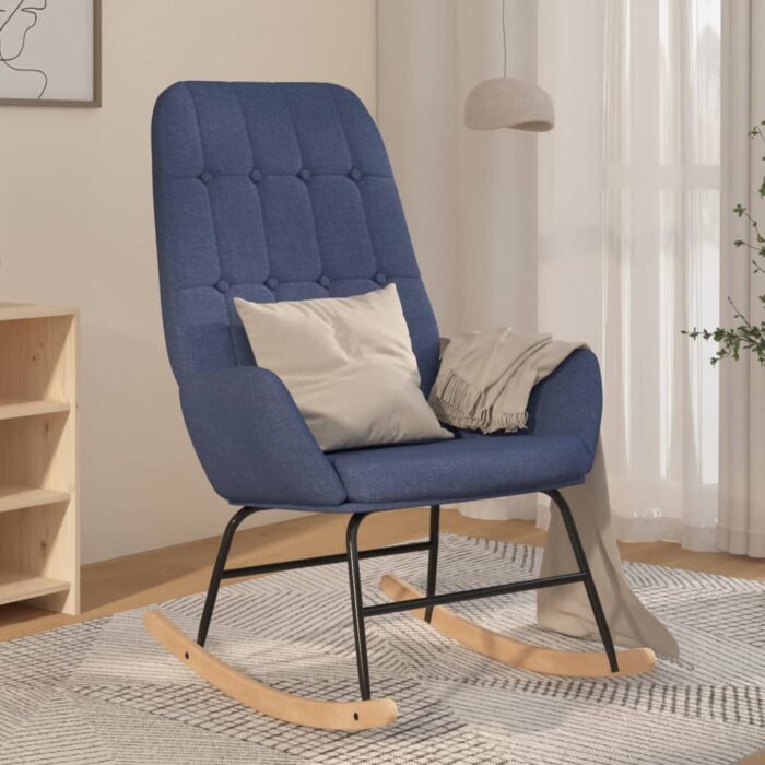 Chaise à bascule Bleu Tissu – Image 1