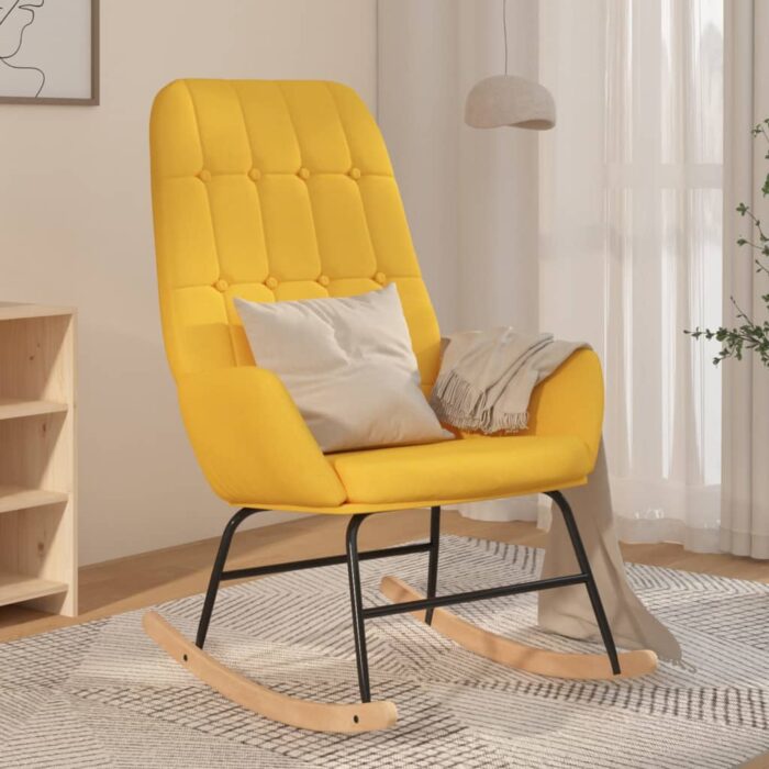 Chaise à bascule Jaune moutarde Tissu – Image 1