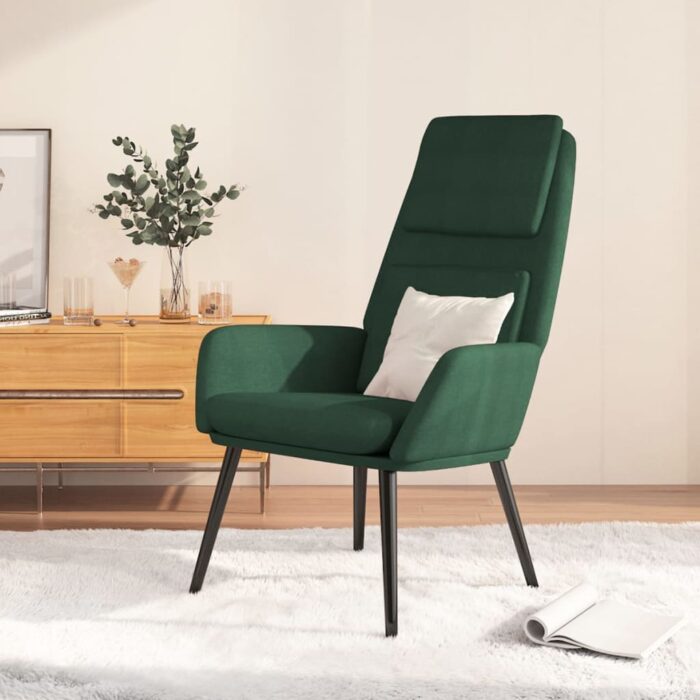 Chaise de relaxation Vert foncé Tissu – Image 1