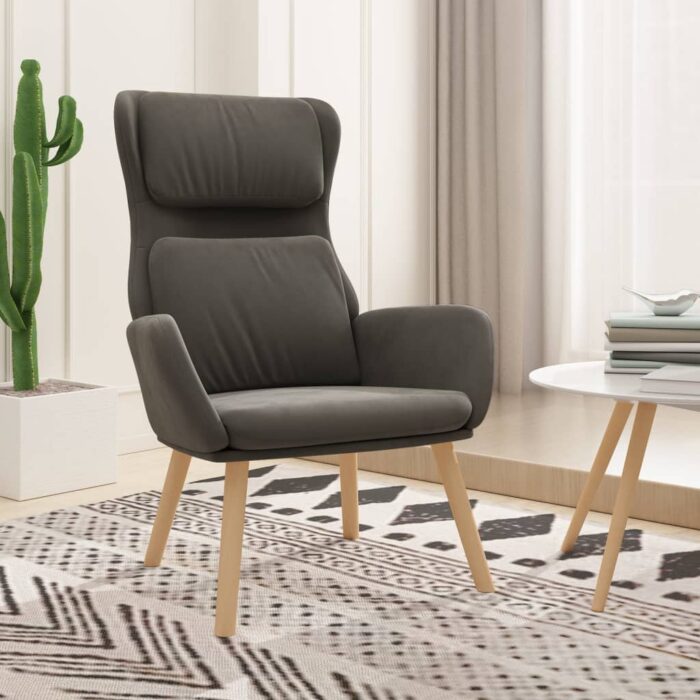 Chaise de relaxation Gris foncé Velours – Image 1