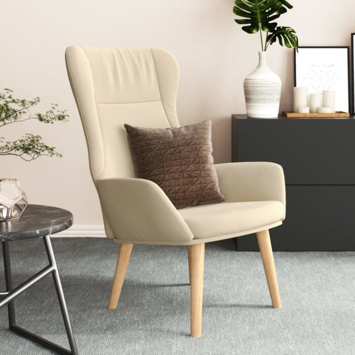 Chaise de relaxation Crème Tissu – Image 1