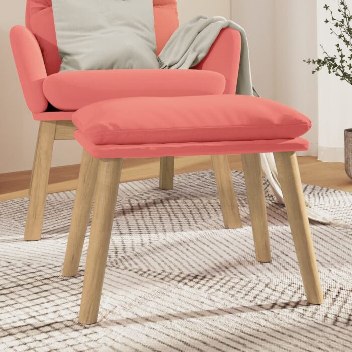 Repose-pied Rose 45x29,5x35 cm Velours – Image 1