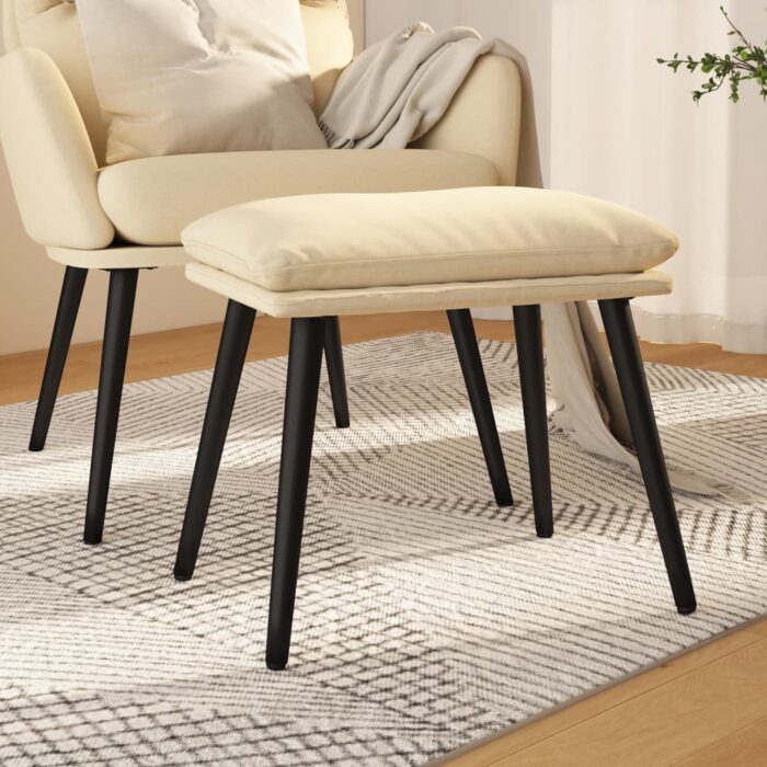 Repose-pied Crème 45x29,5x35 cm Tissu – Image 1