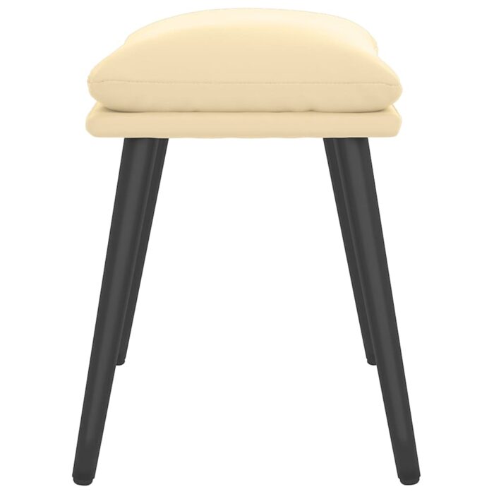 Repose-pied Blanc crème 45x29,5x35 cm Velours – Image 2
