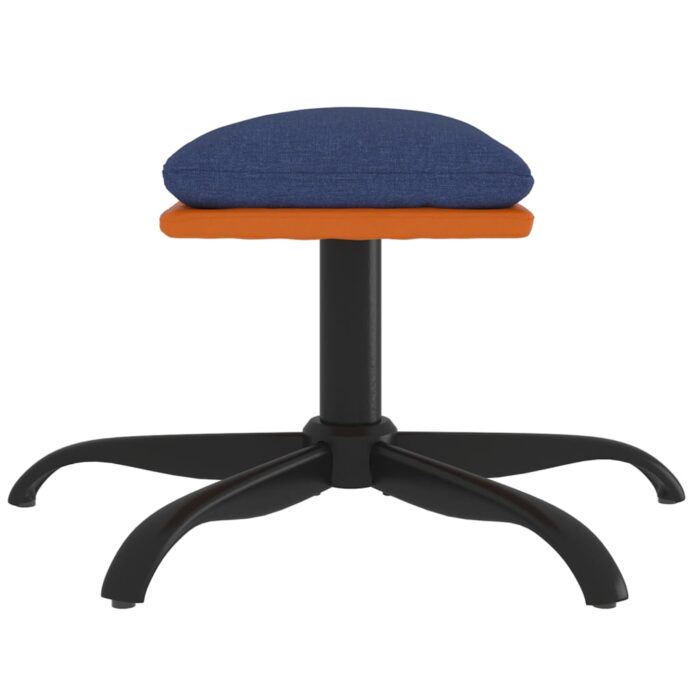 Repose-pied Bleu 60x60x36 cm Tissu et similicuir – Image 2