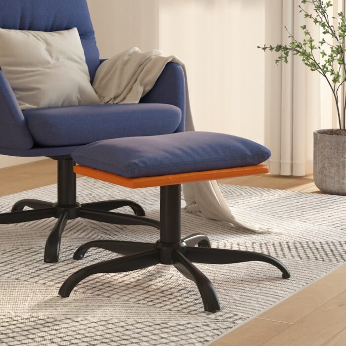 Repose-pied Bleu 60x60x36 cm Tissu et similicuir – Image 1