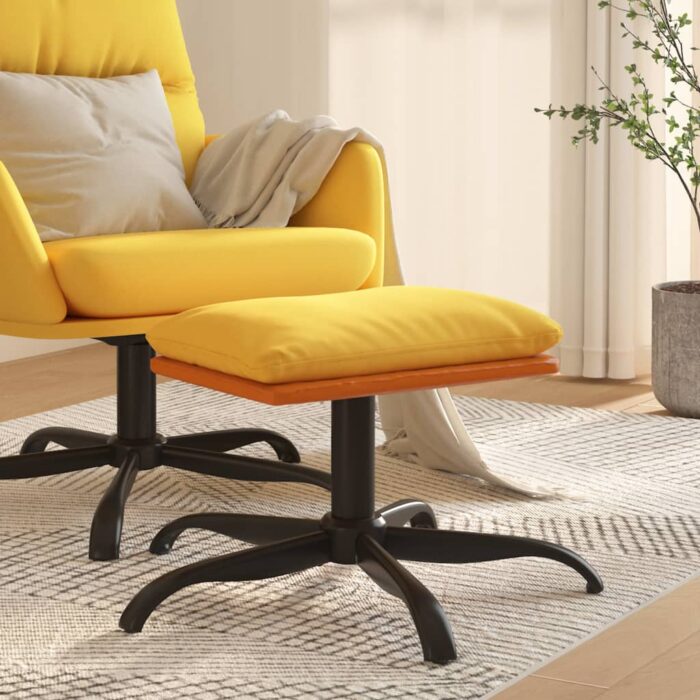 Repose-pied Jaune moutarde 60x60x36 cm Tissu et similicuir – Image 1