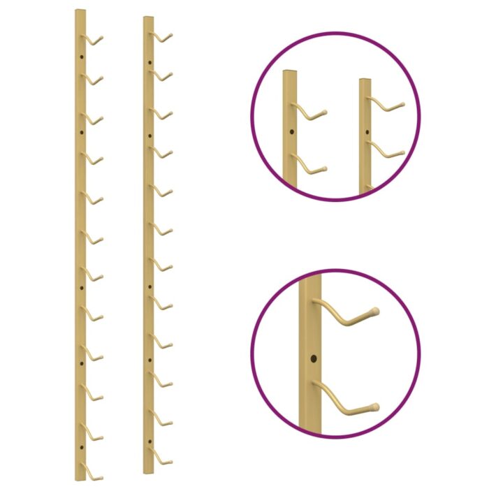 Casier à vin mural pour 12 bouteilles Doré Fer – Image 2