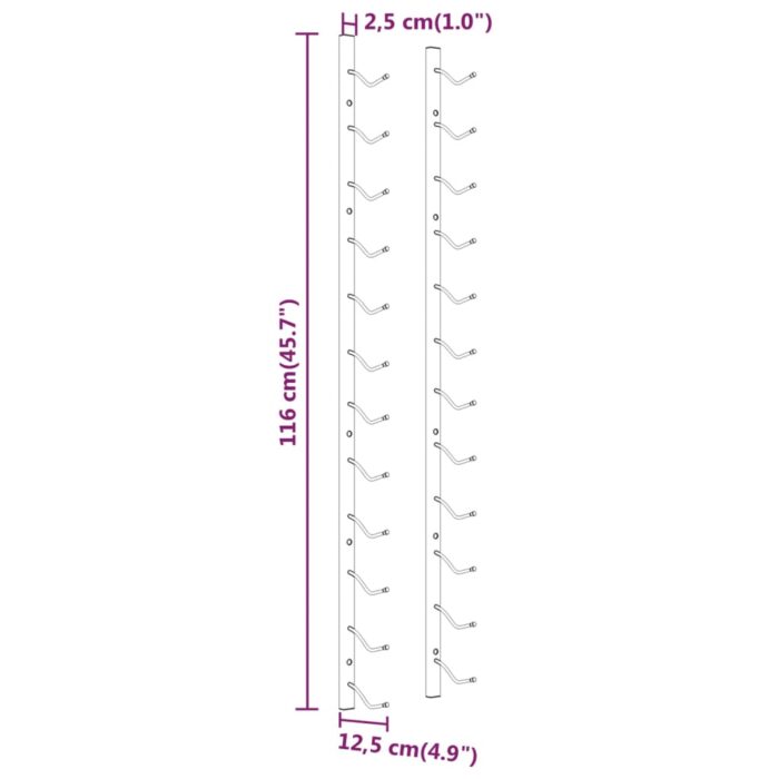 Casier à vin mural pour 12 bouteilles 2 pcs Blanc Fer – Image 3