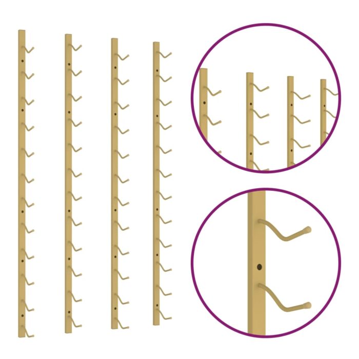 Casier à vin mural pour 12 bouteilles 2 pcs Doré Fer – Image 2