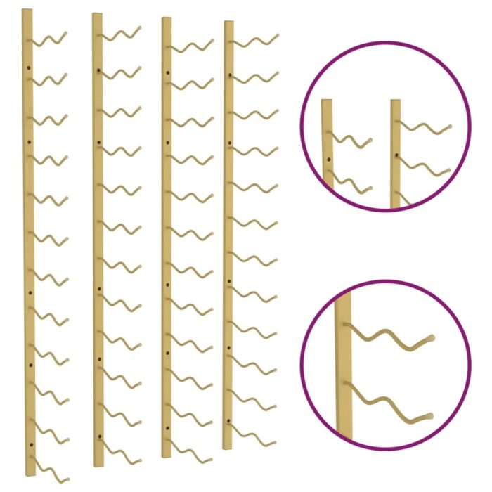 Casier à vin mural pour 24 bouteilles 2 pcs Doré Fer – Image 4