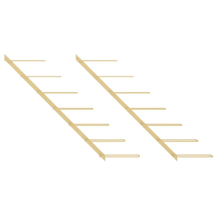 Casier à vin mural pour 7 bouteilles 2 pcs Doré Métal – Image 2