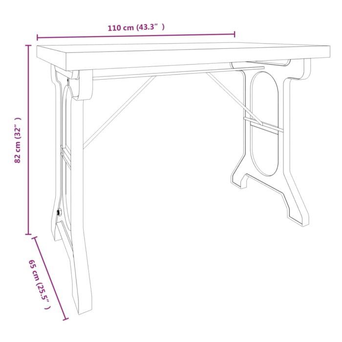 Table à dîner 110x65x82 cm Bois de sapin massif et fer – Image 4