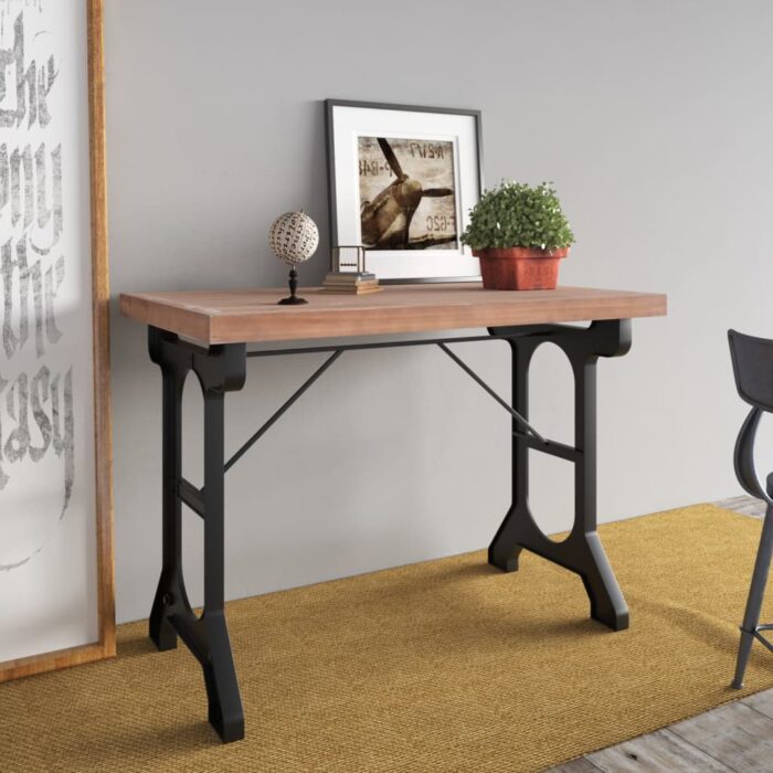 Table à dîner 110x65x82 cm Bois de sapin massif et fer – Image 1