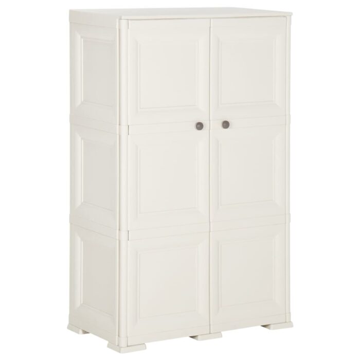 Armoire plastique 79x43x125 cm design de bois blanc angora – Image 1