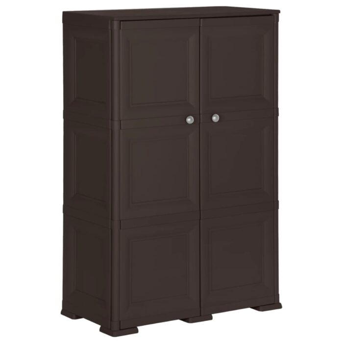 Armoire en plastique 79x43x125 cm Design de bois Marron – Image 1