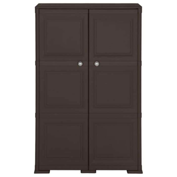 Armoire en plastique 79x43x125 cm Design de bois Marron – Image 3