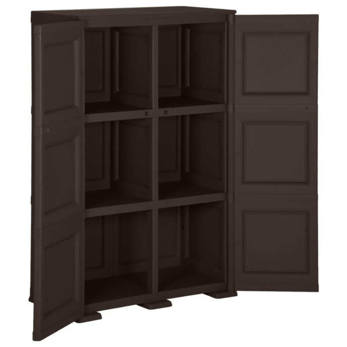 Armoire en plastique 79x43x125 cm Design de bois Marron – Image 5