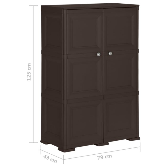 Armoire en plastique 79x43x125 cm Design de bois Marron – Image 7