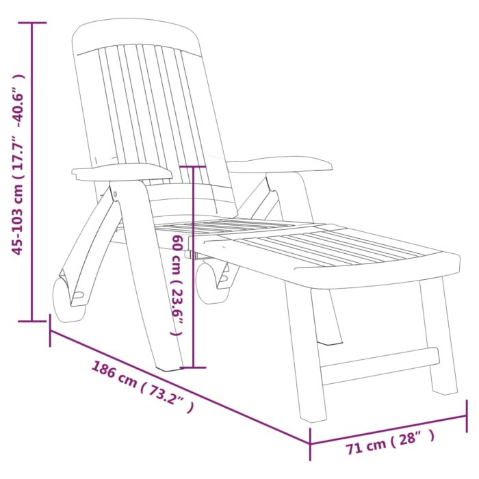 Chaise longue pliable Polypropylène Vert – Image 5