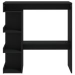 Table de bar avec étagère de rangement Noir Bois d'ingénierie – Image 3