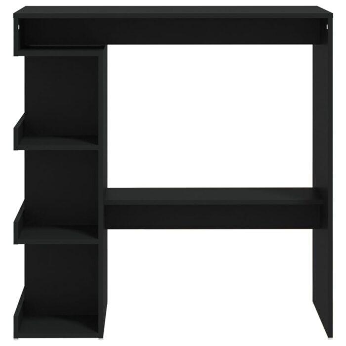 Table de bar avec étagère de rangement Noir Bois d'ingénierie – Image 3