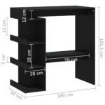 Table de bar avec étagère de rangement Noir Bois d'ingénierie – Image 5