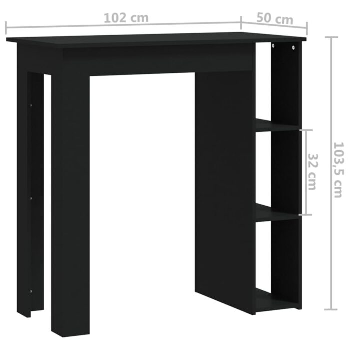 Table de bar avec étagère Noir 102x50x103,5cm Bois d'ingénierie – Image 5